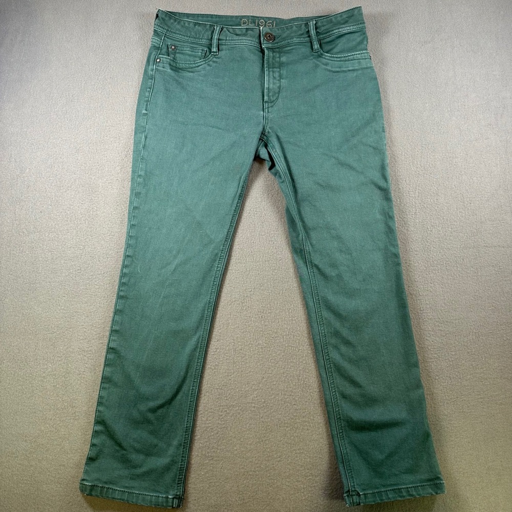 DL1961 Toni High Rise Cropped Jeans Ivy Green Straight Leg Size 31 SKU 1892